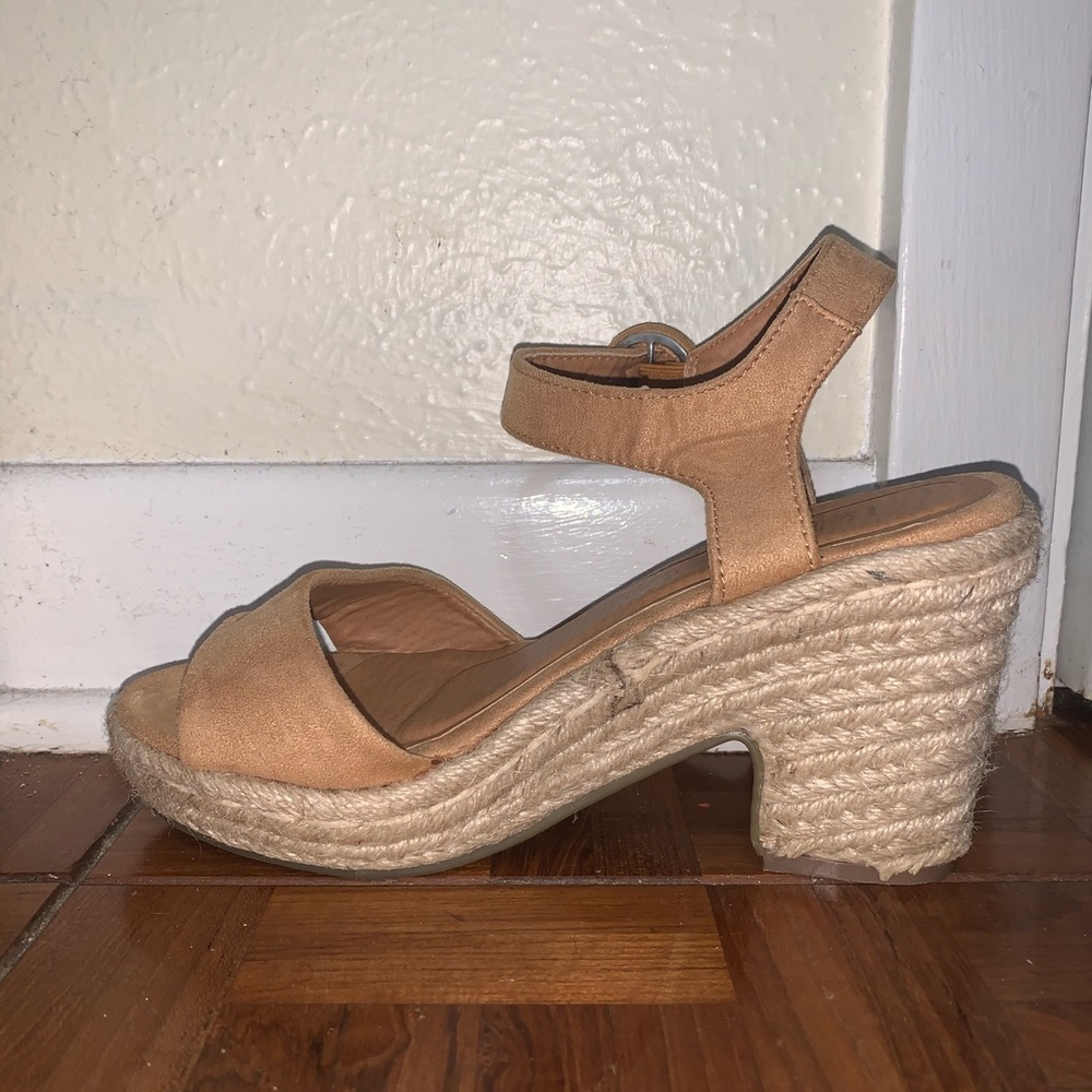 Tan wedged heels
